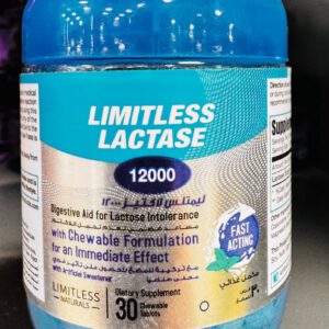 Limitless Lactase 12000. Пищеварительная помощь при непереносимости лактозы. 30 таблеток. Digestive aid for lactose intolerance