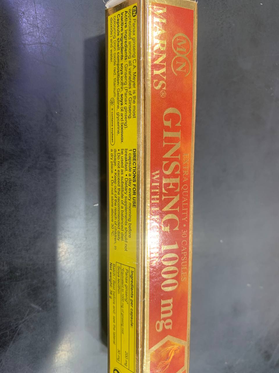 Marnys. Женьшень с лецитином. 1000мг. 30 капсул. Ginseng with lecithin — изображение 2